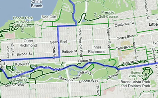 Google Maps Biking propose des itinéraires pour vélo